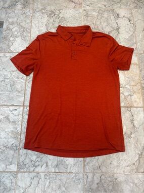 Lululemon Men’s Evolution Short Sleeve Polo Shirt Orange Autumn Rust Large